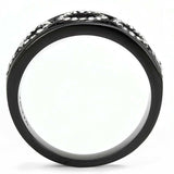 TK3046 - IP Black(Ion Plating) Stainless Steel Ring with Top Grade Crystal in Clear - Alamode - Flyclothing LLC