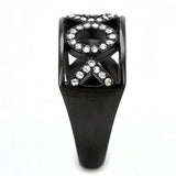 TK3046 - IP Black(Ion Plating) Stainless Steel Ring with Top Grade Crystal in Clear - Alamode - Flyclothing LLC