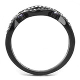 TK3047 - IP Black(Ion Plating) Stainless Steel Ring with AAA Grade CZ in Amethyst - Alamode - Flyclothing LLC