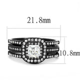 TK3048 - IP Black(Ion Plating) Stainless Steel Ring with AAA Grade CZ in Clear - Alamode - Flyclothing LLC