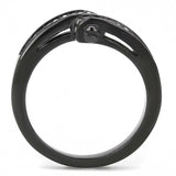 TK3049 - IP Black(Ion Plating) Stainless Steel Ring with Top Grade Crystal in Clear - Alamode - Flyclothing LLC