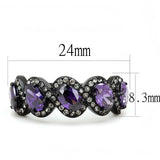 TK3051 - IP Black(Ion Plating) Stainless Steel Ring with AAA Grade CZ in Amethyst - Alamode - Flyclothing LLC