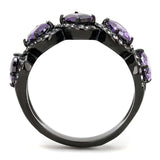 TK3051 - IP Black(Ion Plating) Stainless Steel Ring with AAA Grade CZ in Amethyst - Alamode - Flyclothing LLC