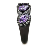 TK3051 - IP Black(Ion Plating) Stainless Steel Ring with AAA Grade CZ in Amethyst - Alamode - Flyclothing LLC