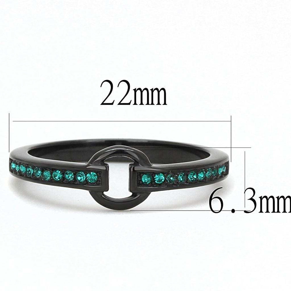 TK3055 - IP Black(Ion Plating) Stainless Steel Ring with Top Grade Crystal in Emerald - Alamode - Flyclothing LLC