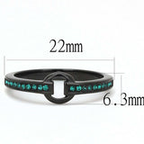 TK3055 - IP Black(Ion Plating) Stainless Steel Ring with Top Grade Crystal in Emerald - Alamode - Flyclothing LLC