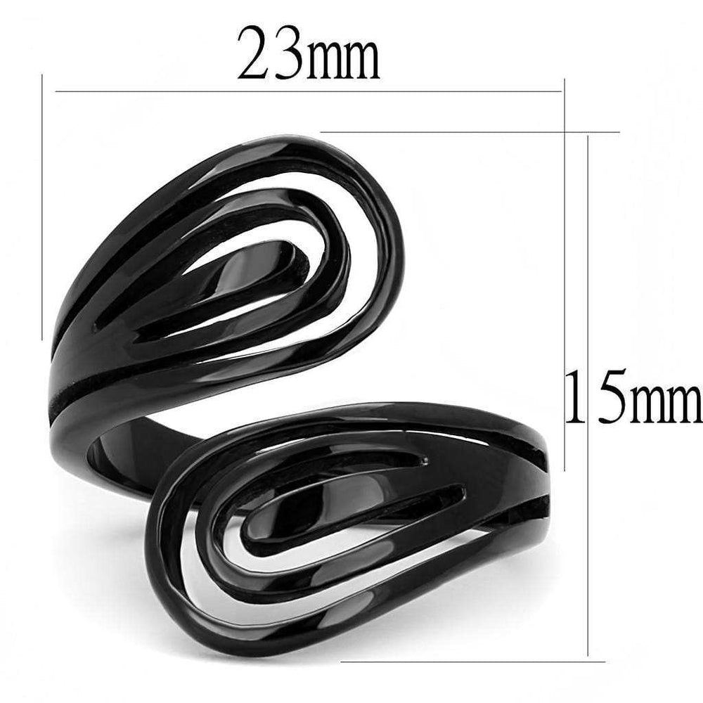 TK3059 - IP Black(Ion Plating) Stainless Steel Ring with No Stone - Alamode - Flyclothing LLC