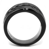 TK3060 - IP Black(Ion Plating) Stainless Steel Ring with No Stone - Alamode - Flyclothing LLC