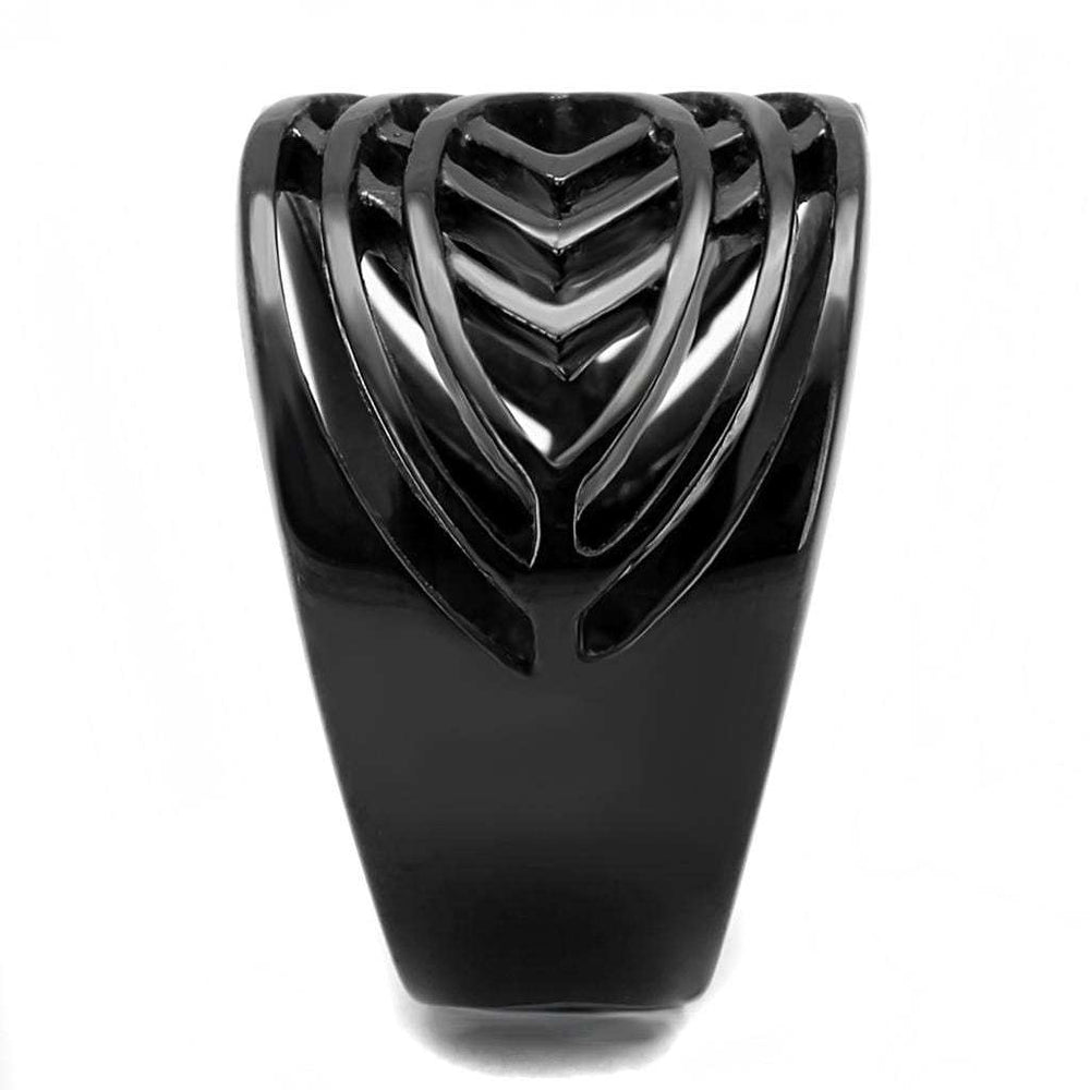 TK3060 - IP Black(Ion Plating) Stainless Steel Ring with No Stone - Alamode - Flyclothing LLC