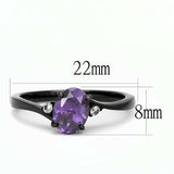 TK3063 - IP Black(Ion Plating) Stainless Steel Ring with AAA Grade CZ in Amethyst - Alamode - Flyclothing LLC