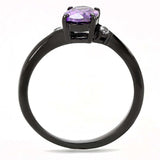 TK3063 - IP Black(Ion Plating) Stainless Steel Ring with AAA Grade CZ in Amethyst - Alamode - Flyclothing LLC