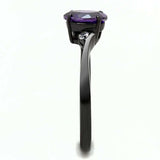 TK3063 - IP Black(Ion Plating) Stainless Steel Ring with AAA Grade CZ in Amethyst - Alamode - Flyclothing LLC