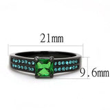 TK3064 - IP Black(Ion Plating) Stainless Steel Ring with Synthetic Synthetic Glass in Emerald - Alamode - Flyclothing LLC