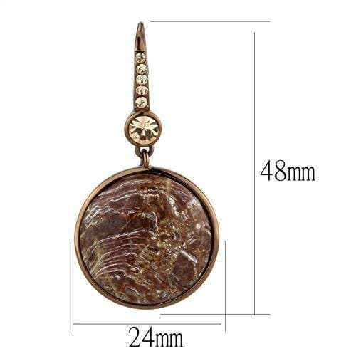 TK3069 - IP Coffee light Stainless Steel Earrings with Semi-Precious Oligoclase in Multi Color - Alamode - Flyclothing LLC