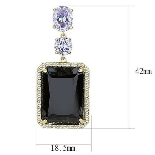 TK3070 - IP Gold(Ion Plating) Stainless Steel Earrings with Synthetic Synthetic Glass in Jet - Alamode - Flyclothing LLC