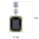 TK3070 - IP Gold(Ion Plating) Stainless Steel Earrings with Synthetic Synthetic Glass in Jet - Alamode - Flyclothing LLC