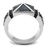TK3075 - High polished (no plating) Stainless Steel Ring with Leather in Jet - Alamode - Flyclothing LLC