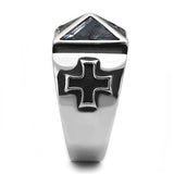 TK3075 - High polished (no plating) Stainless Steel Ring with Leather in Jet - Alamode - Flyclothing LLC