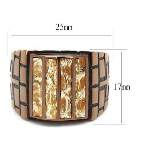 TK3077 - IP Coffee light Stainless Steel Ring with Leather in Multi Color - Alamode - Flyclothing LLC