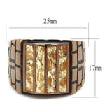 TK3077 - IP Coffee light Stainless Steel Ring with Leather in Multi Color - Alamode - Flyclothing LLC