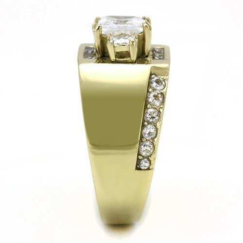 TK3078 - IP Gold(Ion Plating) Stainless Steel Ring with AAA Grade CZ in Clear - Alamode - Flyclothing LLC