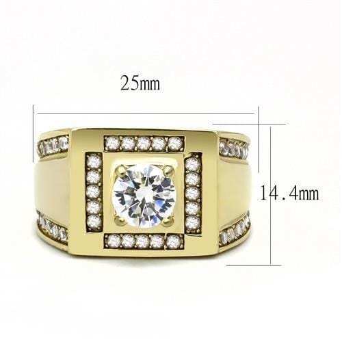 TK3079 - IP Gold(Ion Plating) Stainless Steel Ring with AAA Grade CZ in Clear - Alamode - Flyclothing LLC