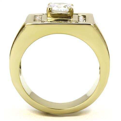 TK3079 - IP Gold(Ion Plating) Stainless Steel Ring with AAA Grade CZ in Clear - Alamode - Flyclothing LLC
