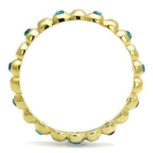 TK3086 - IP Gold(Ion Plating) Stainless Steel Ring with Synthetic Synthetic Glass in Montana - Alamode - Flyclothing LLC