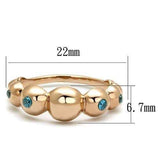 TK3088 - IP Rose Gold(Ion Plating) Stainless Steel Ring with AAA Grade CZ in Sea Blue - Alamode - Flyclothing LLC