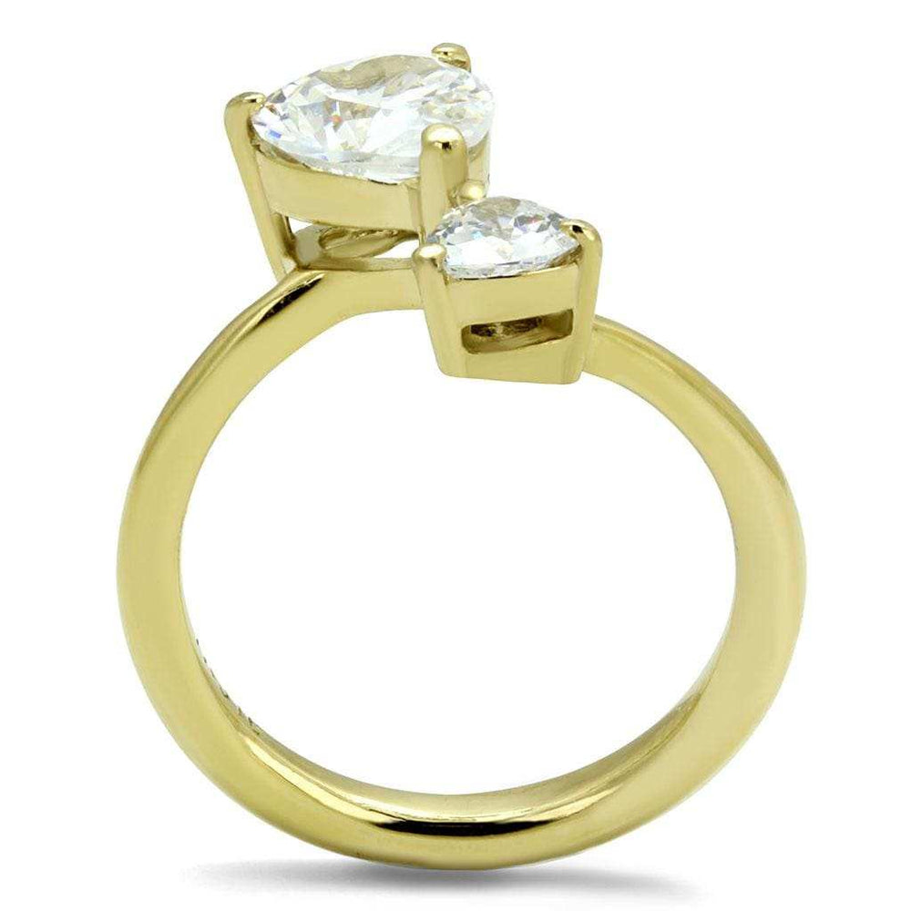 TK3093 - IP Gold(Ion Plating) Stainless Steel Ring with AAA Grade CZ in Clear - Alamode - Flyclothing LLC