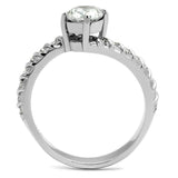 TK3094 - High polished (no plating) Stainless Steel Ring with AAA Grade CZ in Clear - Alamode - Flyclothing LLC