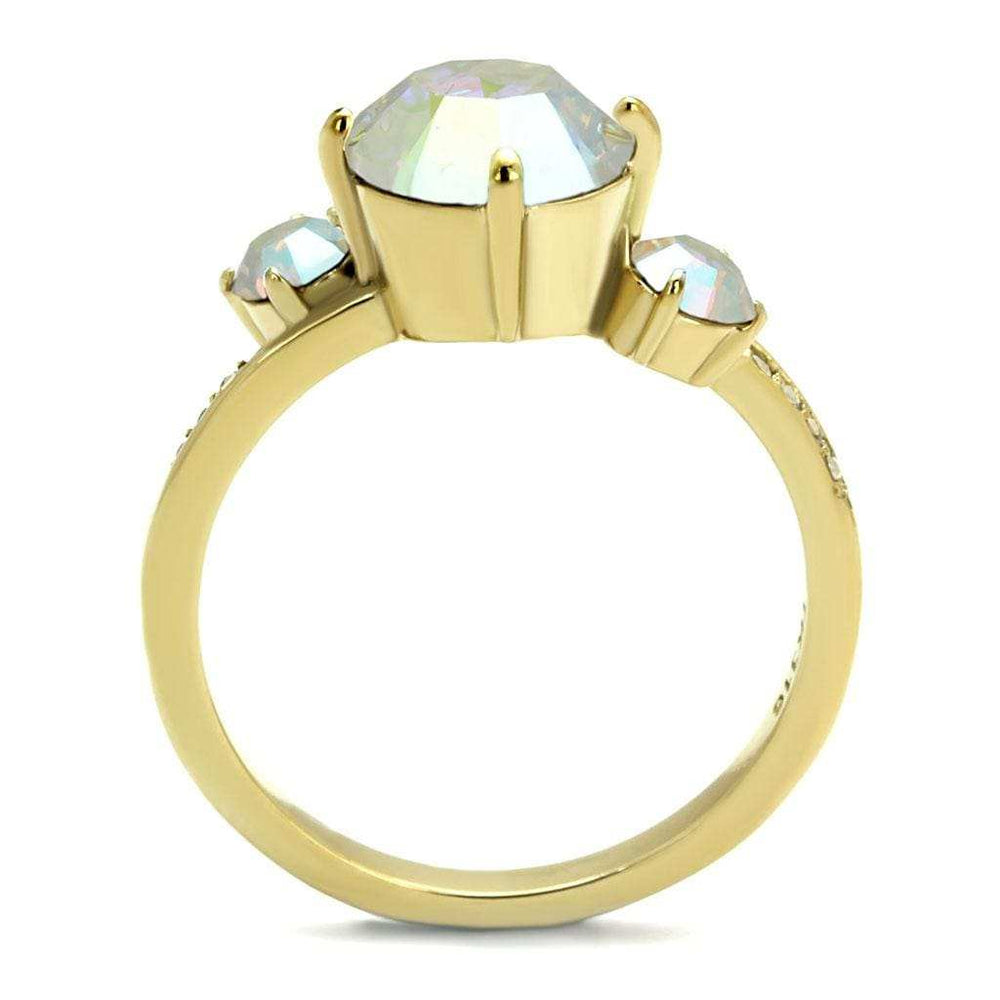 TK3095 - IP Gold(Ion Plating) Stainless Steel Ring with Top Grade Crystal in Multi Color - Alamode - Flyclothing LLC