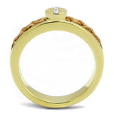 TK3096 - IP Gold(Ion Plating) Stainless Steel Ring with Top Grade Crystal in Clear - Alamode - Flyclothing LLC