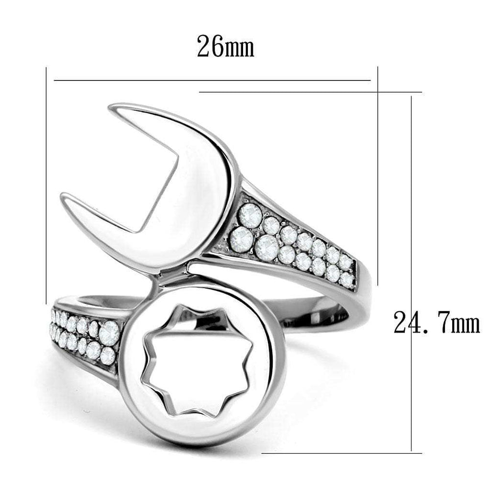 TK3097 - High polished (no plating) Stainless Steel Ring with AAA Grade CZ in Clear - Alamode - Flyclothing LLC