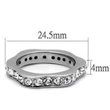 TK3106 - High polished (no plating) Stainless Steel Ring with Top Grade Crystal in Clear - Alamode - Flyclothing LLC