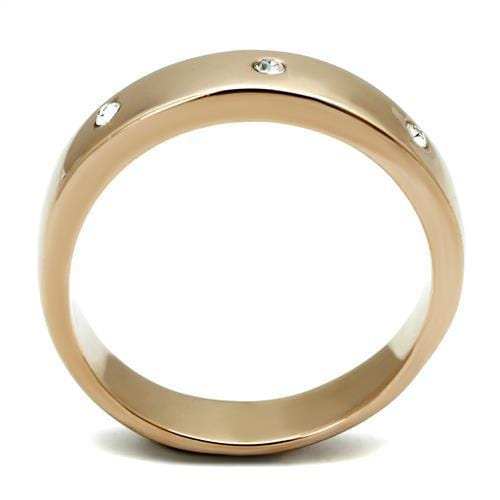 TK3107 - IP Rose Gold(Ion Plating) Stainless Steel Ring with Top Grade Crystal in Clear - Alamode - Flyclothing LLC