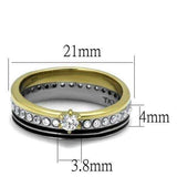 TK3108 - Two-Tone IP Gold (Ion Plating) Stainless Steel Ring with AAA Grade CZ in Clear - Alamode - Flyclothing LLC