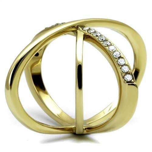 TK3109 - IP Gold(Ion Plating) Stainless Steel Ring with AAA Grade CZ in Clear - Alamode - Flyclothing LLC