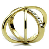 TK3109 - IP Gold(Ion Plating) Stainless Steel Ring with AAA Grade CZ in Clear - Alamode - Flyclothing LLC