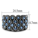 TK3111 - IP Light Black (IP Gun) Stainless Steel Ring with Top Grade Crystal in Light Sapphire - Alamode - Flyclothing LLC