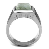 TK3113 - High polished (no plating) Stainless Steel Ring with Synthetic Twinkling in Gray - Alamode - Flyclothing LLC
