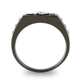 TK3116 - Two-Tone IP Black Stainless Steel Ring with AAA Grade CZ in Clear - Alamode - Flyclothing LLC