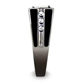 TK3116 - Two-Tone IP Black Stainless Steel Ring with AAA Grade CZ in Clear - Alamode - Flyclothing LLC