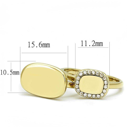 TK3121 - IP Gold(Ion Plating) Stainless Steel Ring with AAA Grade CZ in Clear - Alamode - Flyclothing LLC
