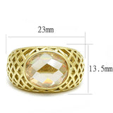 TK3122 - IP Gold(Ion Plating) Stainless Steel Ring with AAA Grade CZ in Champagne - Alamode - Flyclothing LLC