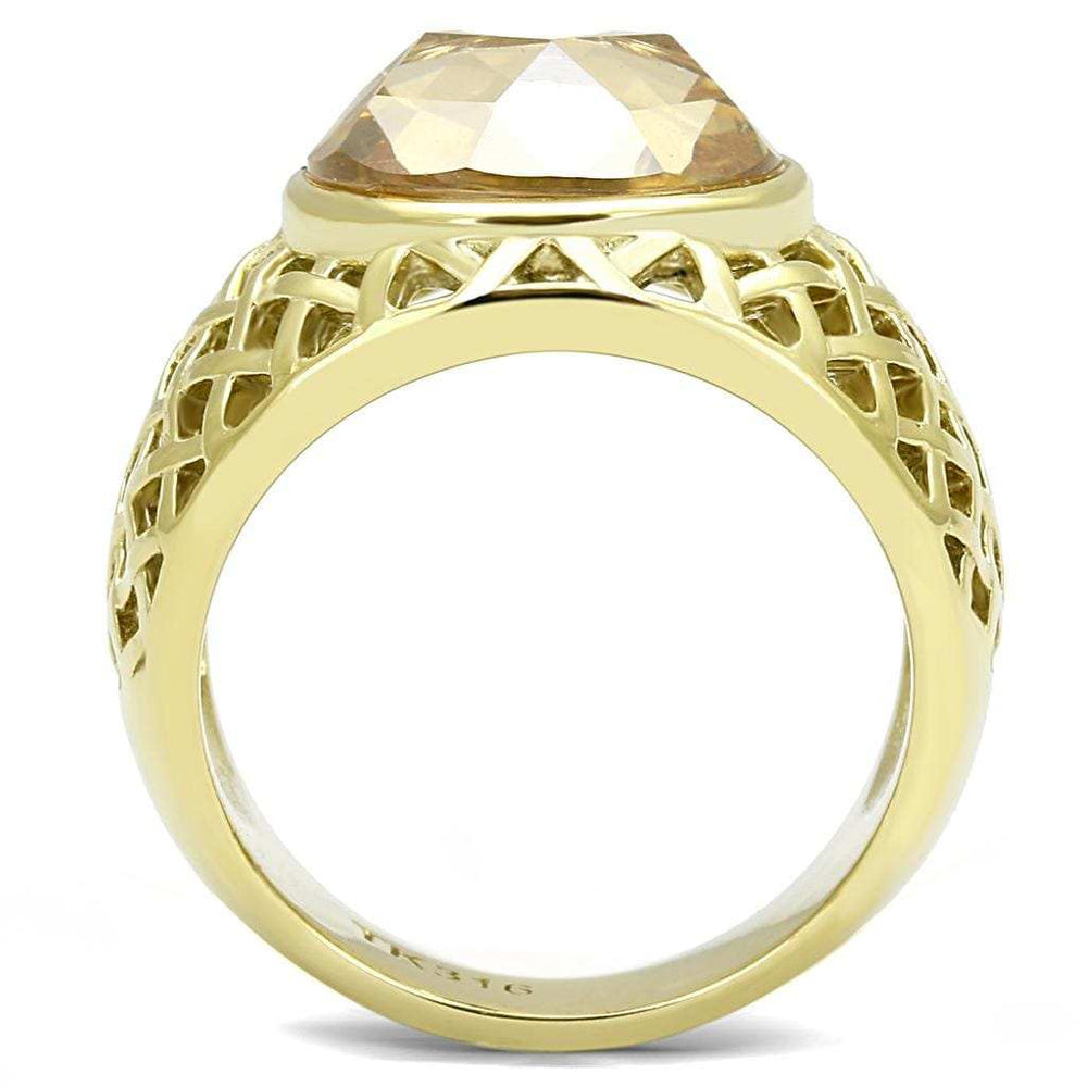 TK3122 - IP Gold(Ion Plating) Stainless Steel Ring with AAA Grade CZ in Champagne - Alamode - Flyclothing LLC