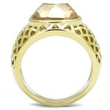 TK3122 - IP Gold(Ion Plating) Stainless Steel Ring with AAA Grade CZ in Champagne - Alamode - Flyclothing LLC