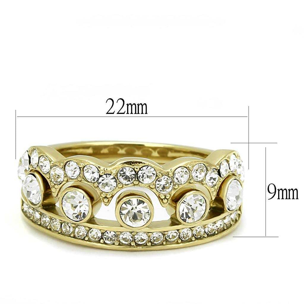 TK3123 - IP Gold(Ion Plating) Stainless Steel Ring with Top Grade Crystal in Clear - Alamode - Flyclothing LLC