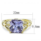 TK3125 - IP Gold(Ion Plating) Stainless Steel Ring with AAA Grade CZ in Light Amethyst - Alamode - Flyclothing LLC