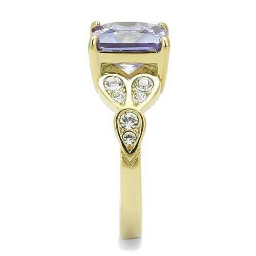 TK3125 - IP Gold(Ion Plating) Stainless Steel Ring with AAA Grade CZ in Light Amethyst - Alamode - Flyclothing LLC